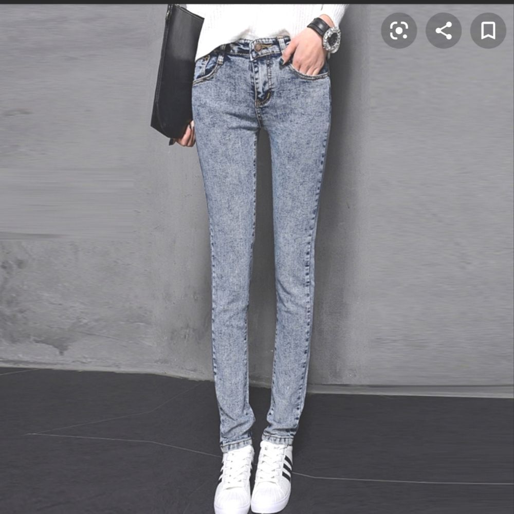 Acid Wash H&M High Waist Skinny Jeans Sz 8 Gray Retro 80s 90s - Picture 2 of 10